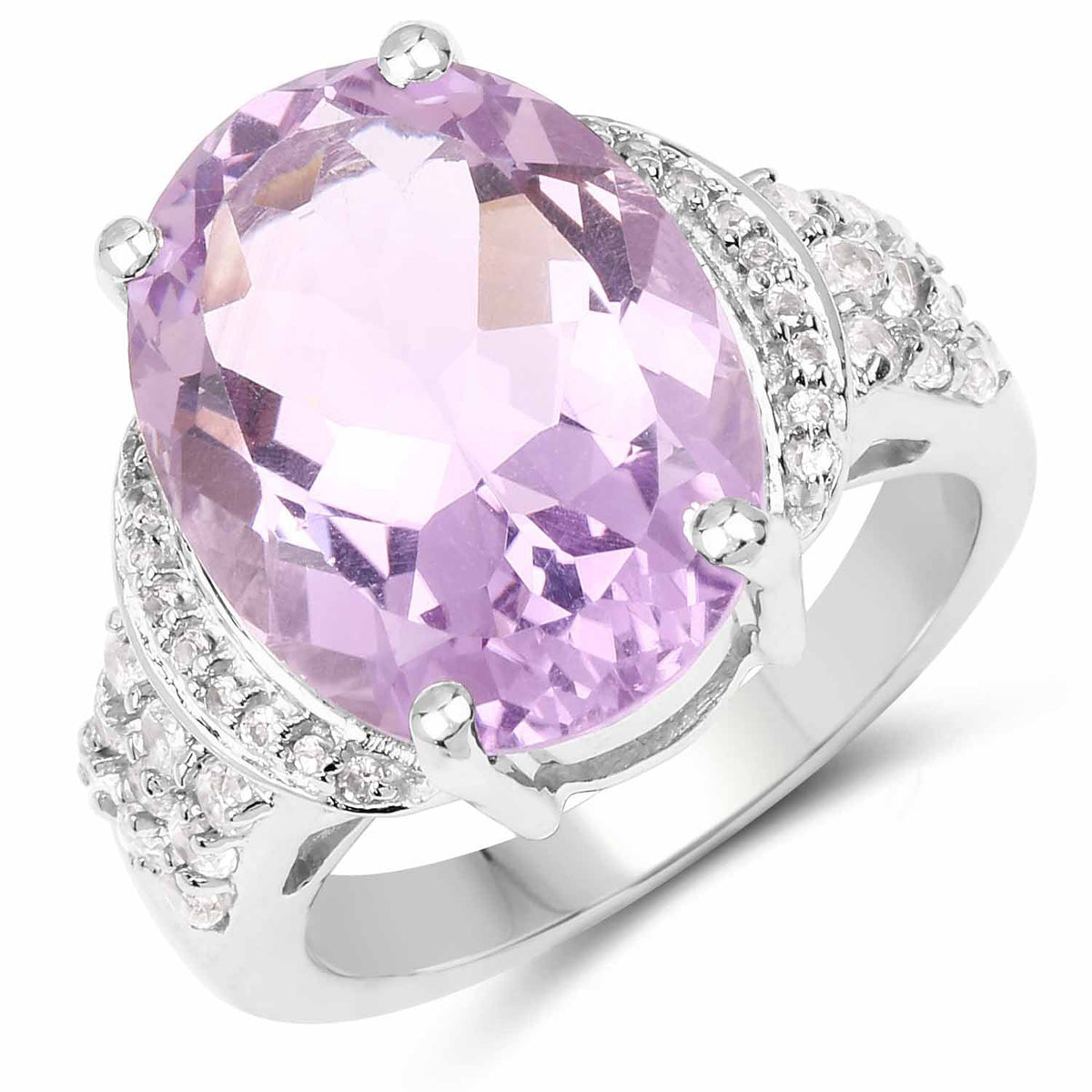 Sterling silver amethyst ring with a large oval lavender stone and white topaz halo by Bids.com on Tampa Home & Garden Store