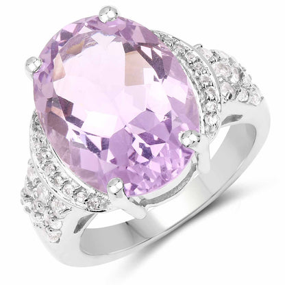 Sterling silver amethyst ring with a large oval lavender stone and white topaz halo by Bids.com on Tampa Home & Garden Store
