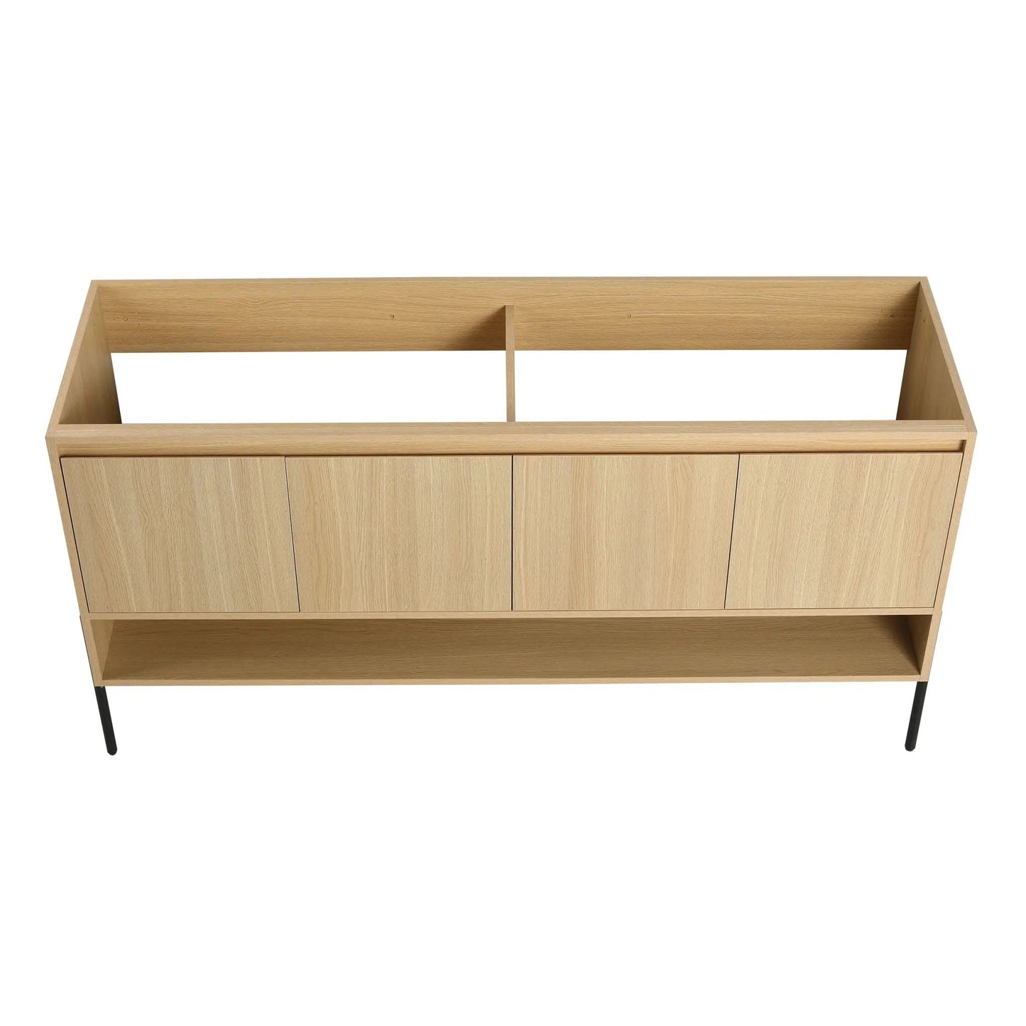 Freestanding bathroom vanity with soft-close doors, natural oak finish, black legs on Tampa Home & Garden Store