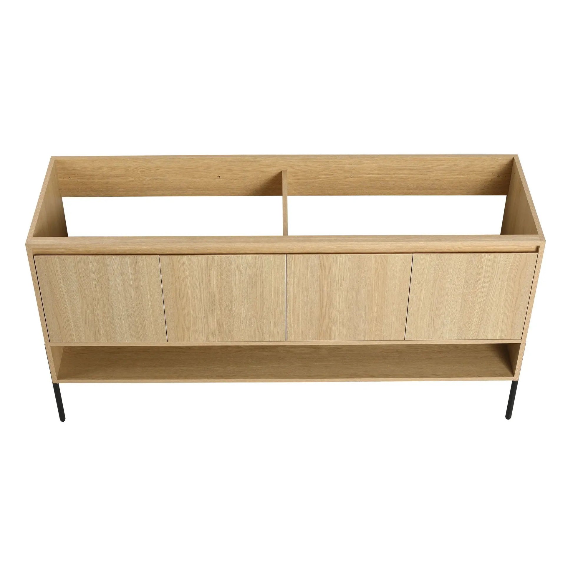 Freestanding bathroom vanity with soft-close doors, natural oak finish, black legs on Tampa Home & Garden Store