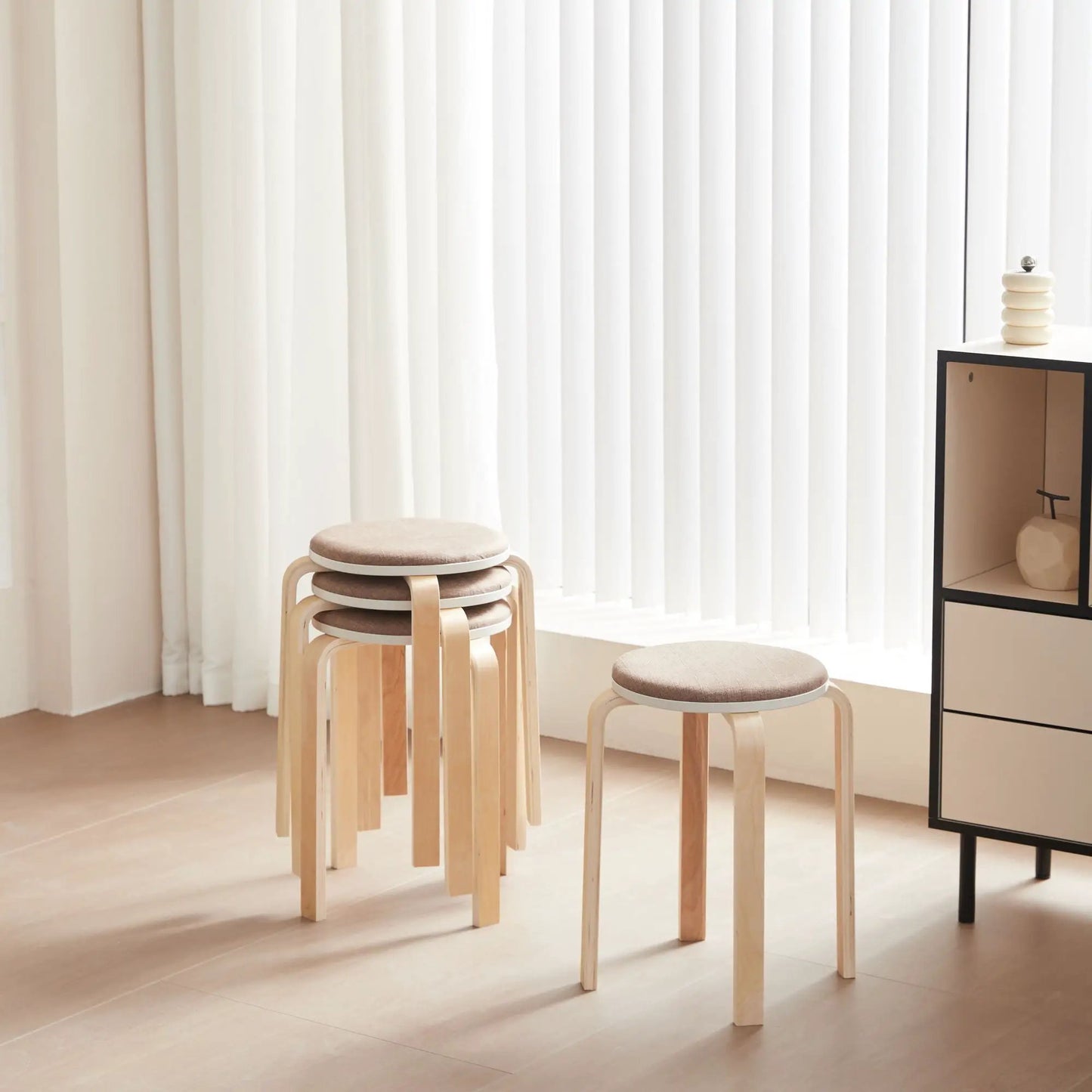 Stackable Round Backless Stools Set Of Four