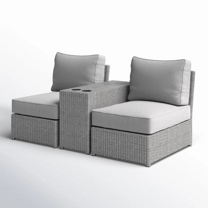 Weather Resistant Wicker Conversation Set by HouseOfZazla, gray 3-piece set with cushions on Tampa Home & Garden Store