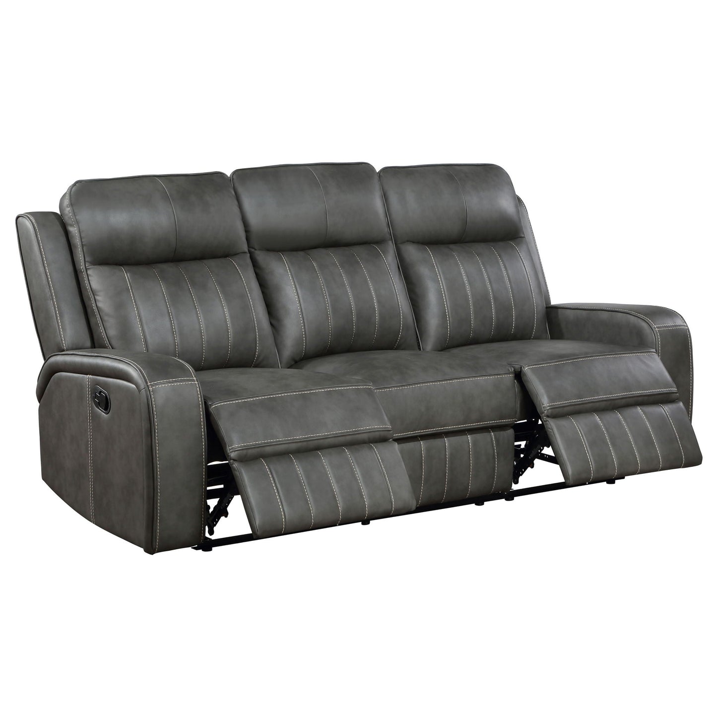 Forrest Motion Reclining Sofa gray upholstery with tufted back and track arms HouseOfZazla on Tampa Home & Garden Store