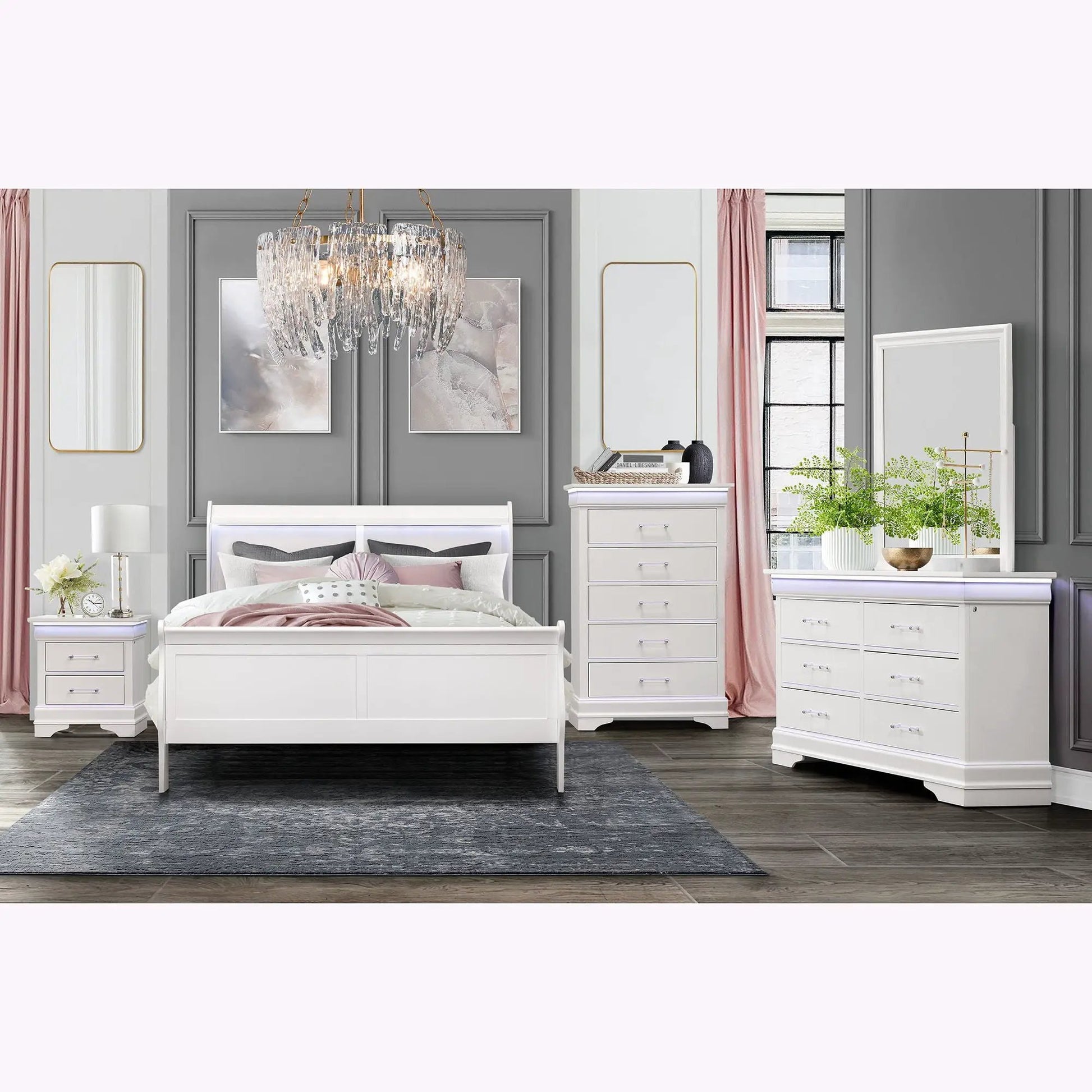 Charlston mirror by Unique Piece Furniture, gold framed wall mirror adds elegant bedroom decor on Tampa Home & Garden Store