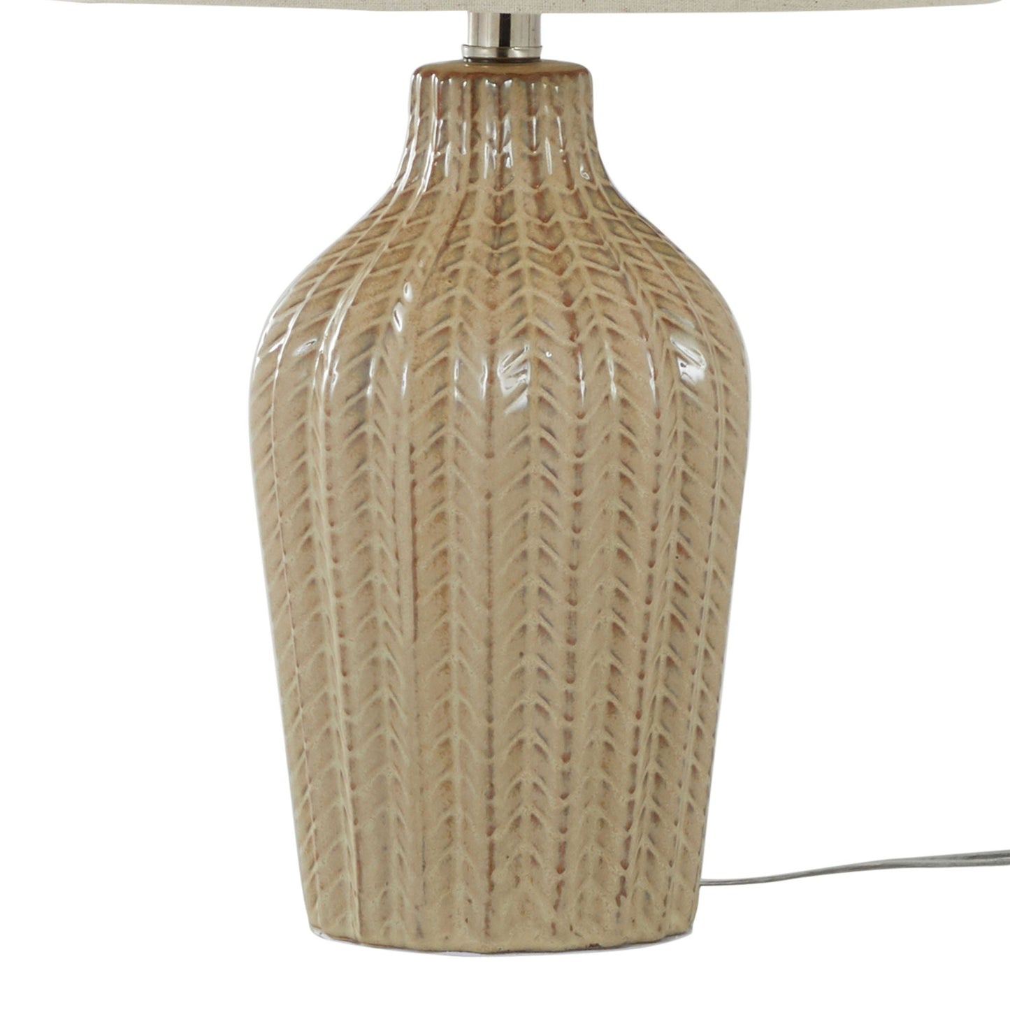 Rockwell Contemporary Table Lamp set of 2 beige ceramic base with leaf-textured pattern on Tampa Home & Garden Store