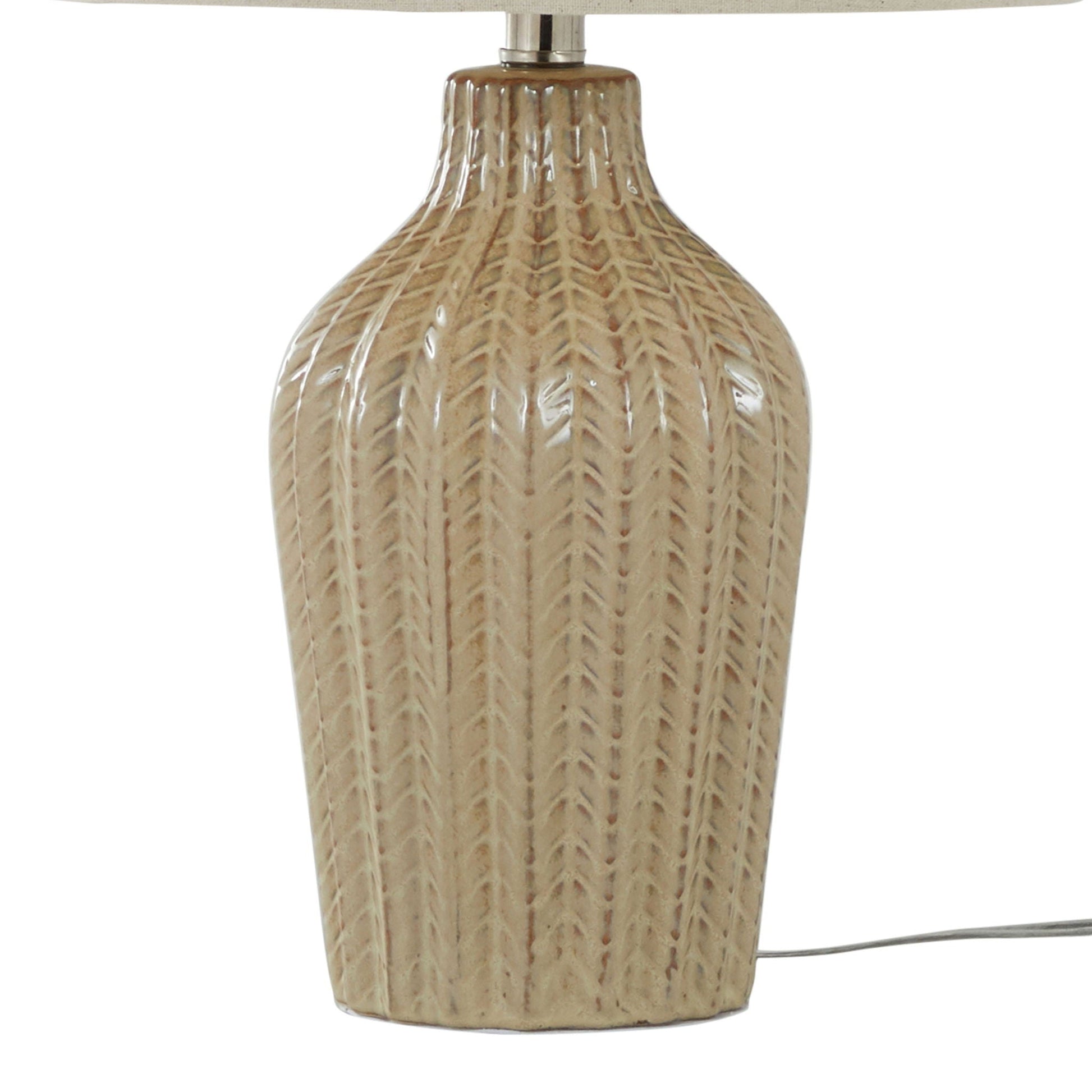 Rockwell Contemporary Table Lamp set of 2 beige ceramic base with leaf-textured pattern on Tampa Home & Garden Store