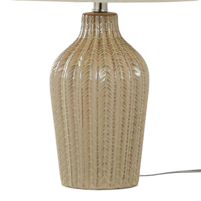 Rockwell Contemporary Table Lamp set of 2 beige ceramic base with leaf-textured pattern on Tampa Home & Garden Store