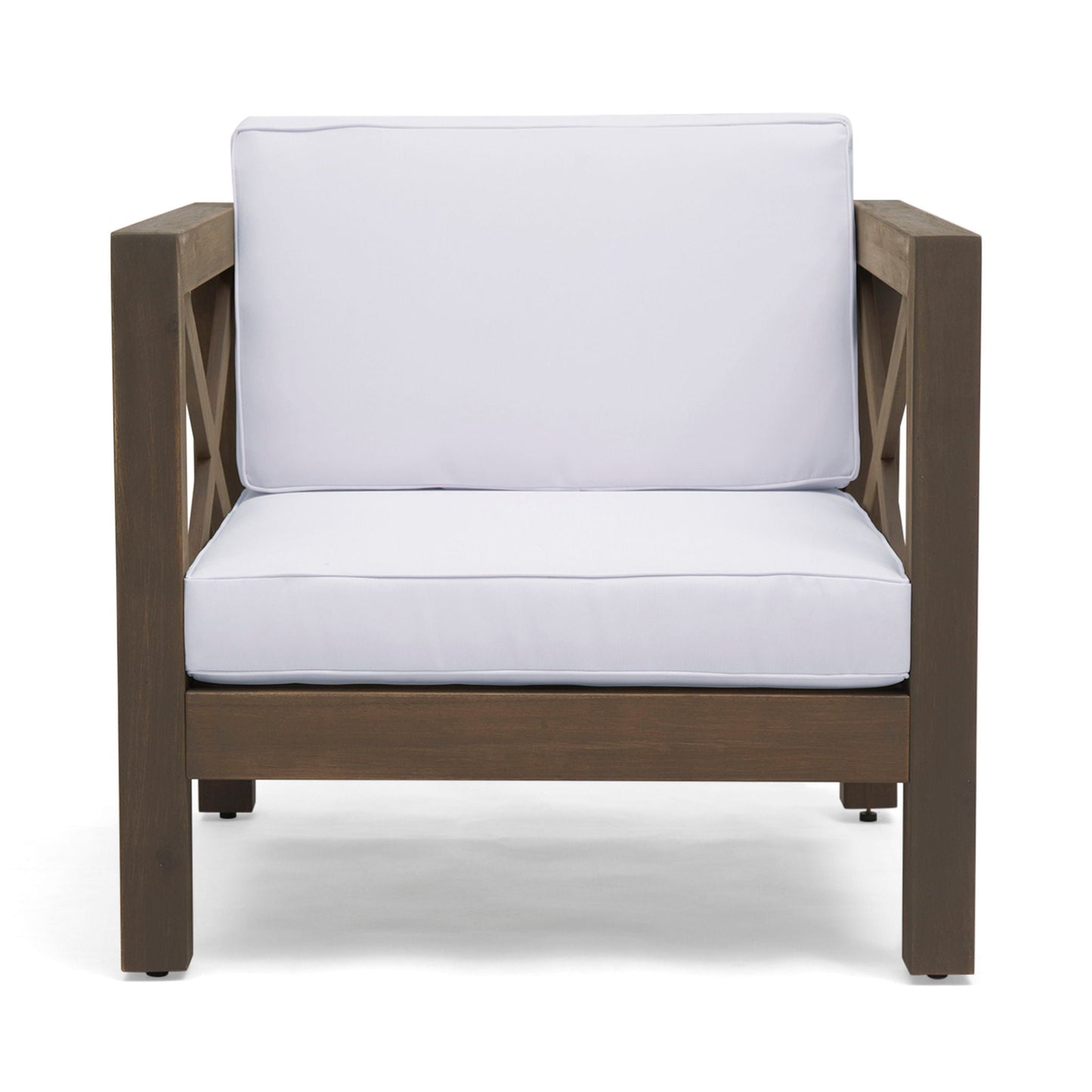 Brava Mid-Century Modern Club Chair white water resistant cushions, wooden frame HouseOfZazla on Tampa Home & Garden Store