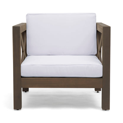 Brava Mid-Century Modern Club Chair white water resistant cushions, wooden frame HouseOfZazla on Tampa Home & Garden Store