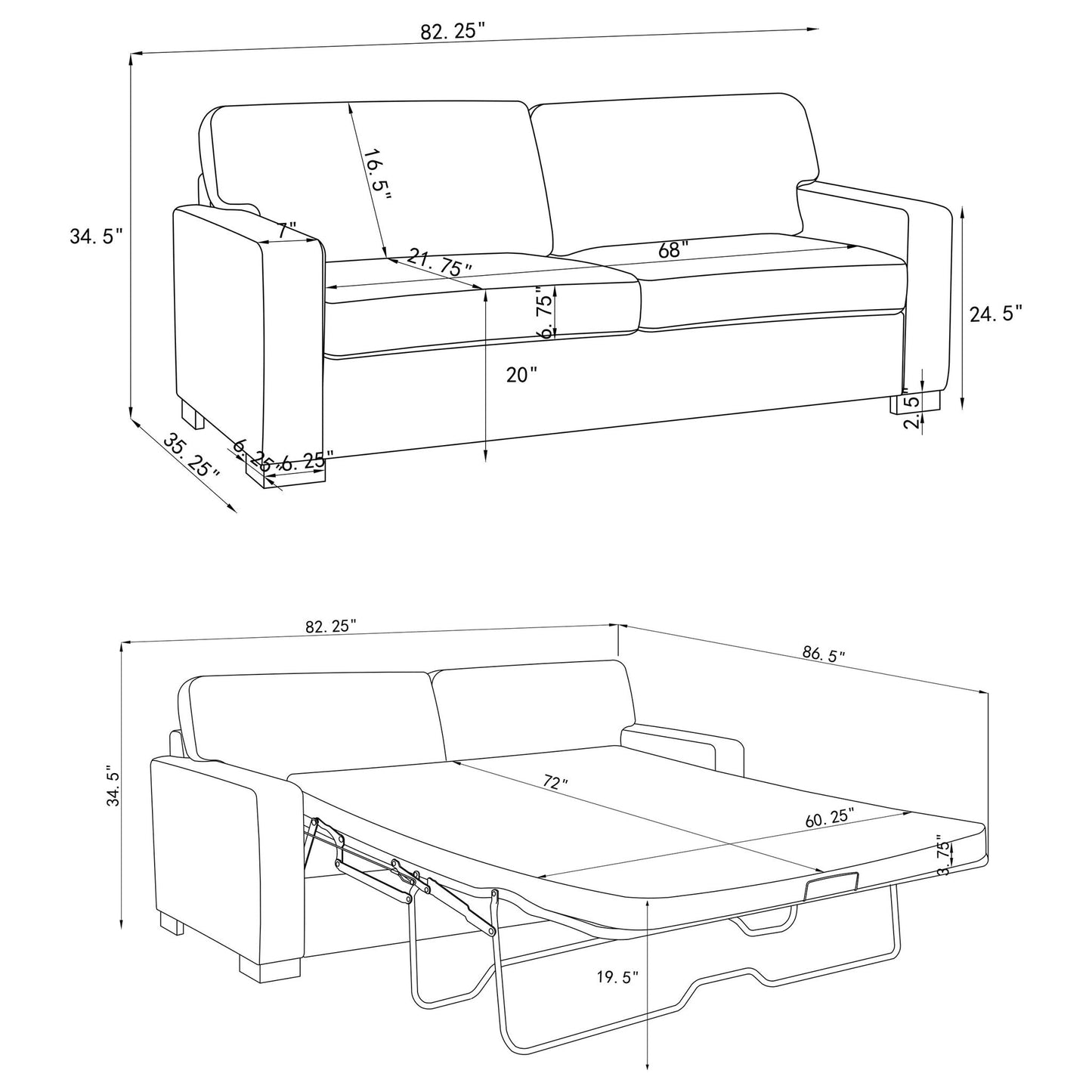The Gray Queen Sleeper Sofa With Wood Frame
