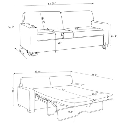 The Gray Queen Sleeper Sofa With Wood Frame