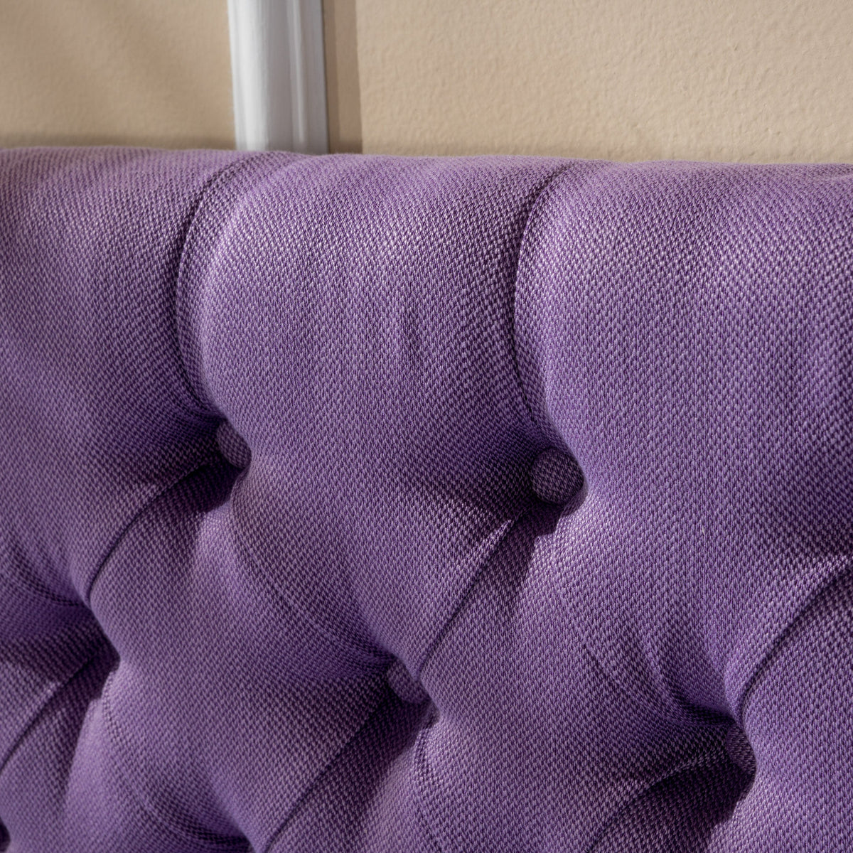 Tufted upholstered queen headboard in light purple fabric by HouseOfZazla on Tampa Home & Garden Store