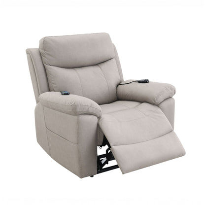 Chriki beige chenille power recliner with lift, heating, and massage by HouseOfZazla on Tampa Home & Garden Store