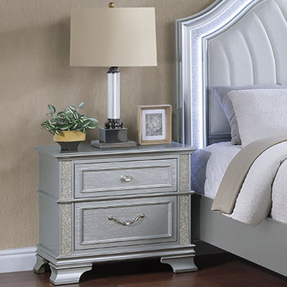 3 Piece Bedroom Set with Elegant Bed, 2 Nightstands by HouseOfZazla in silver mirrored finish on Tampa Home & Garden Store
