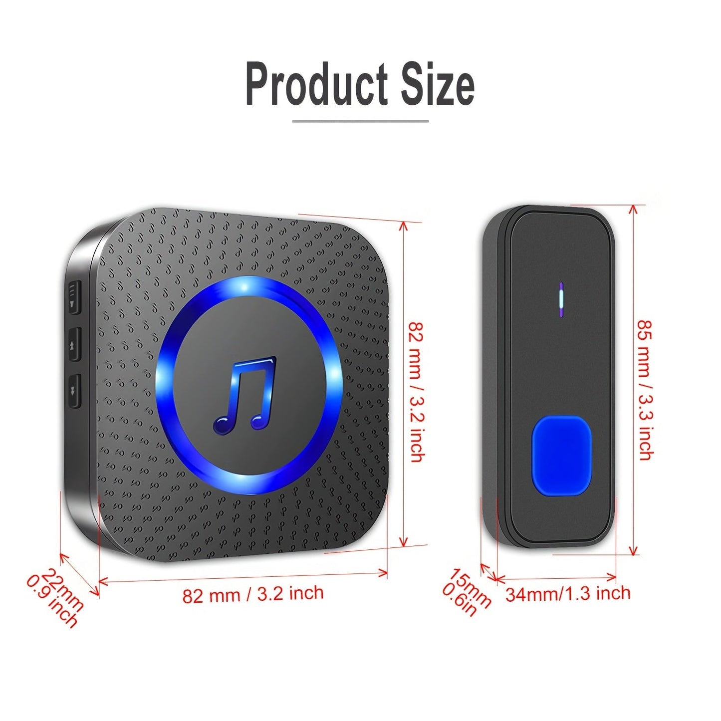 Wireless Doorbell System with 2 Transmitters & 2 Plug-in Receivers, 1000ft Range