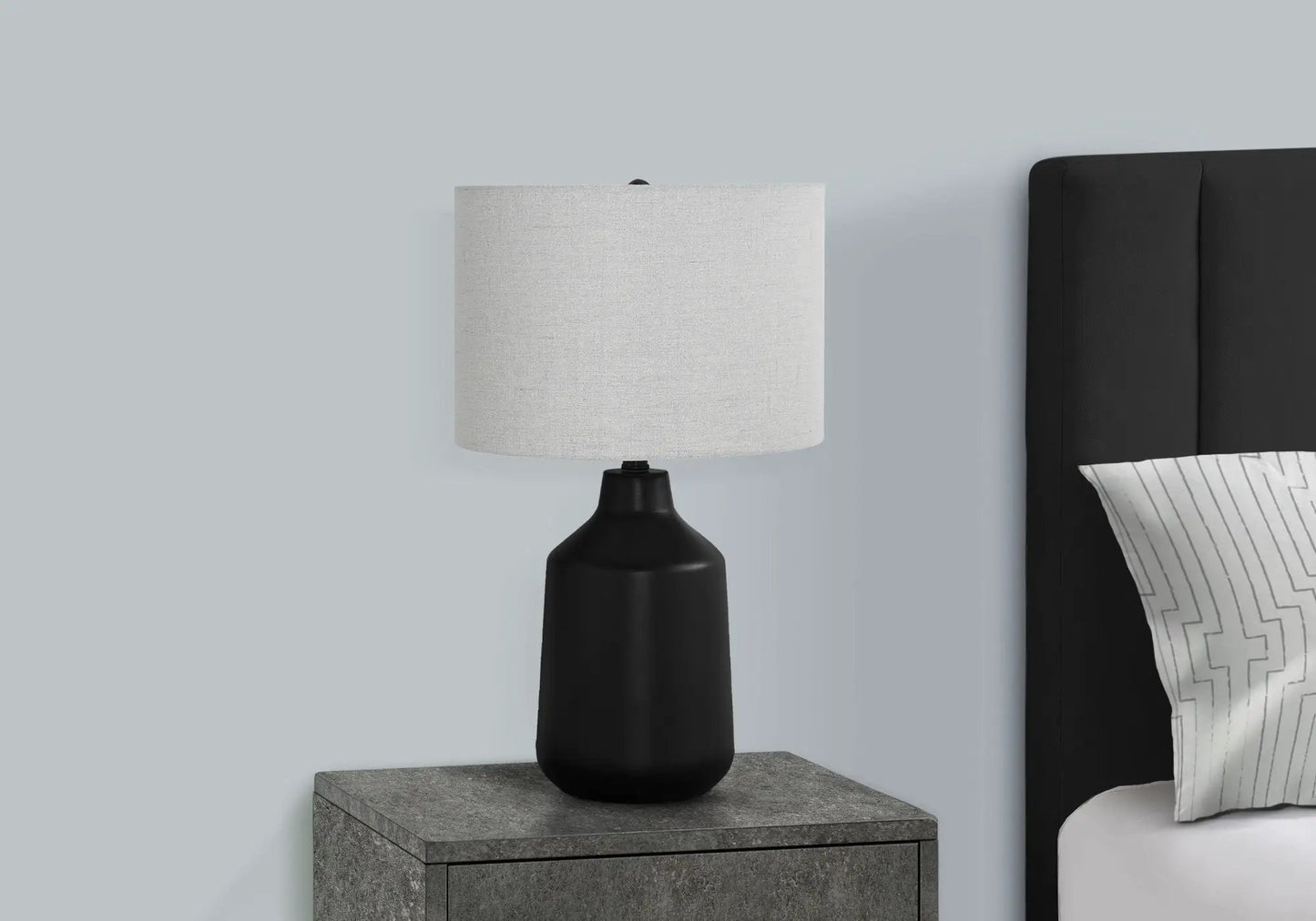 Concrete Table Lamp with Fabric Drum Shade