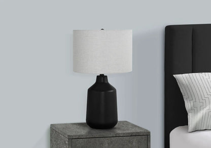 Concrete Table Lamp with Fabric Drum Shade