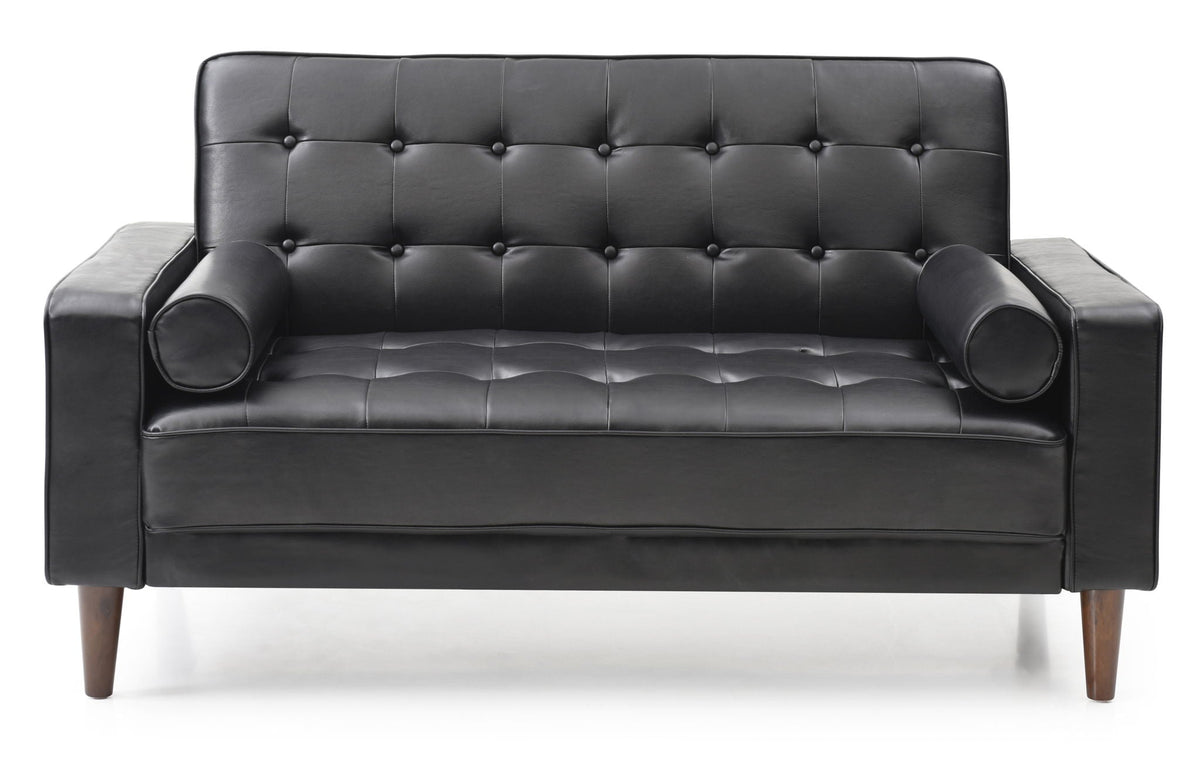 Contemporary futon loveseat for two in black faux leather with tufted back HouseOfZazla on Tampa Home & Garden Store