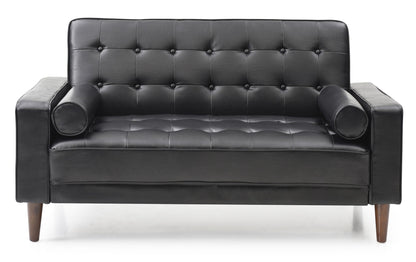Contemporary futon loveseat for two in black faux leather with tufted back HouseOfZazla on Tampa Home & Garden Store