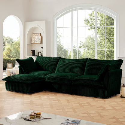 Corduroy L Shaped Slipcovered Sectional For Home