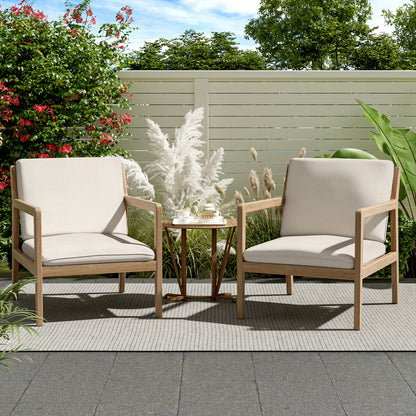 Durable Acacia Wood Patio Armchair Set of Two