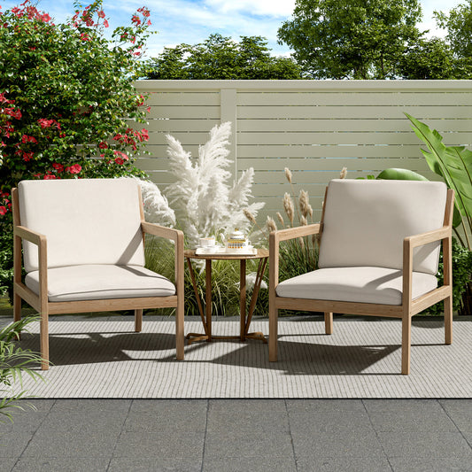 Durable Acacia Wood Patio Armchair Set of Two