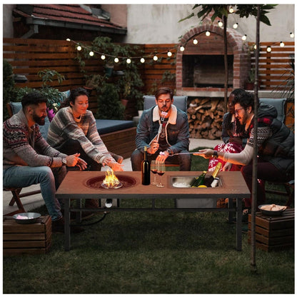 Outdoor Propane Fire Pit and Ice Bucket Table