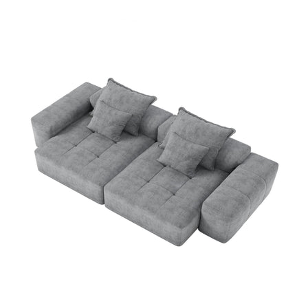 Modern oversized DIY modular sectional sofa with pillows in gray fabric by HouseOfZazla on Tampa Home & Garden Store