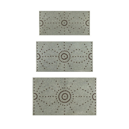 Set of 3 Gilbert Nesting Tables Metal Plant Stand with gray metal tops and dotted circular pattern on Tampa Home & Garden Store