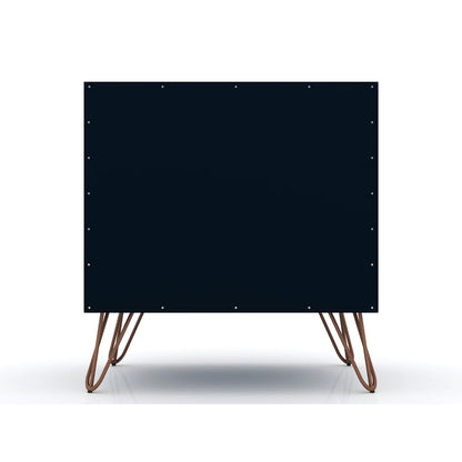 2 Drawer Nightstand in dark navy with durable splayed legs and rivet-edged panel on Tampa Home & Garden Store