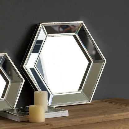 Hexagon Wall Mirror with Contemporary Glass
