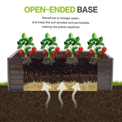 2-pack metal raised garden bed kit with open-ended base and strawberry plants on Tampa Home & Garden Store