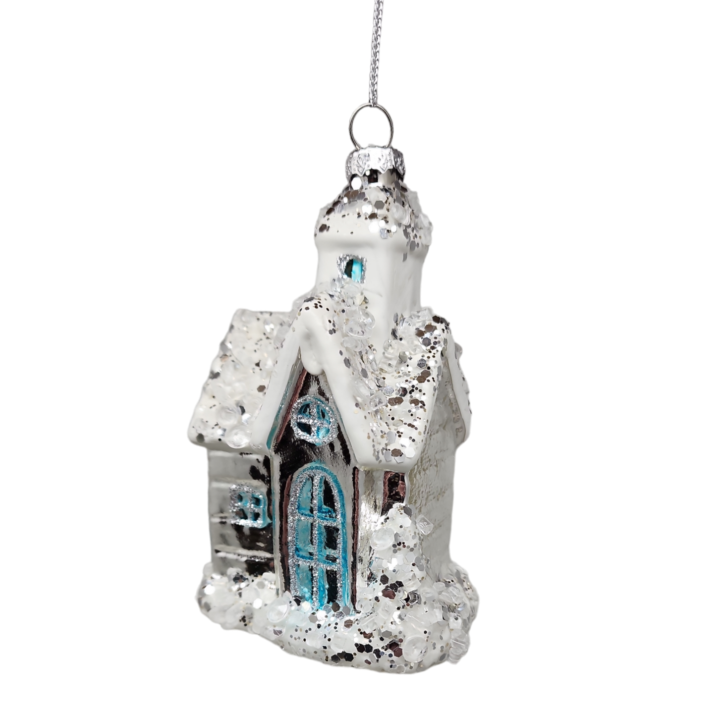 Adorno de iglesia de cristal nevado -
