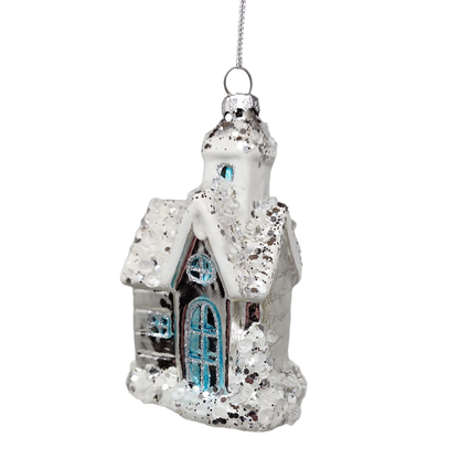 Adorno de iglesia de cristal nevado -