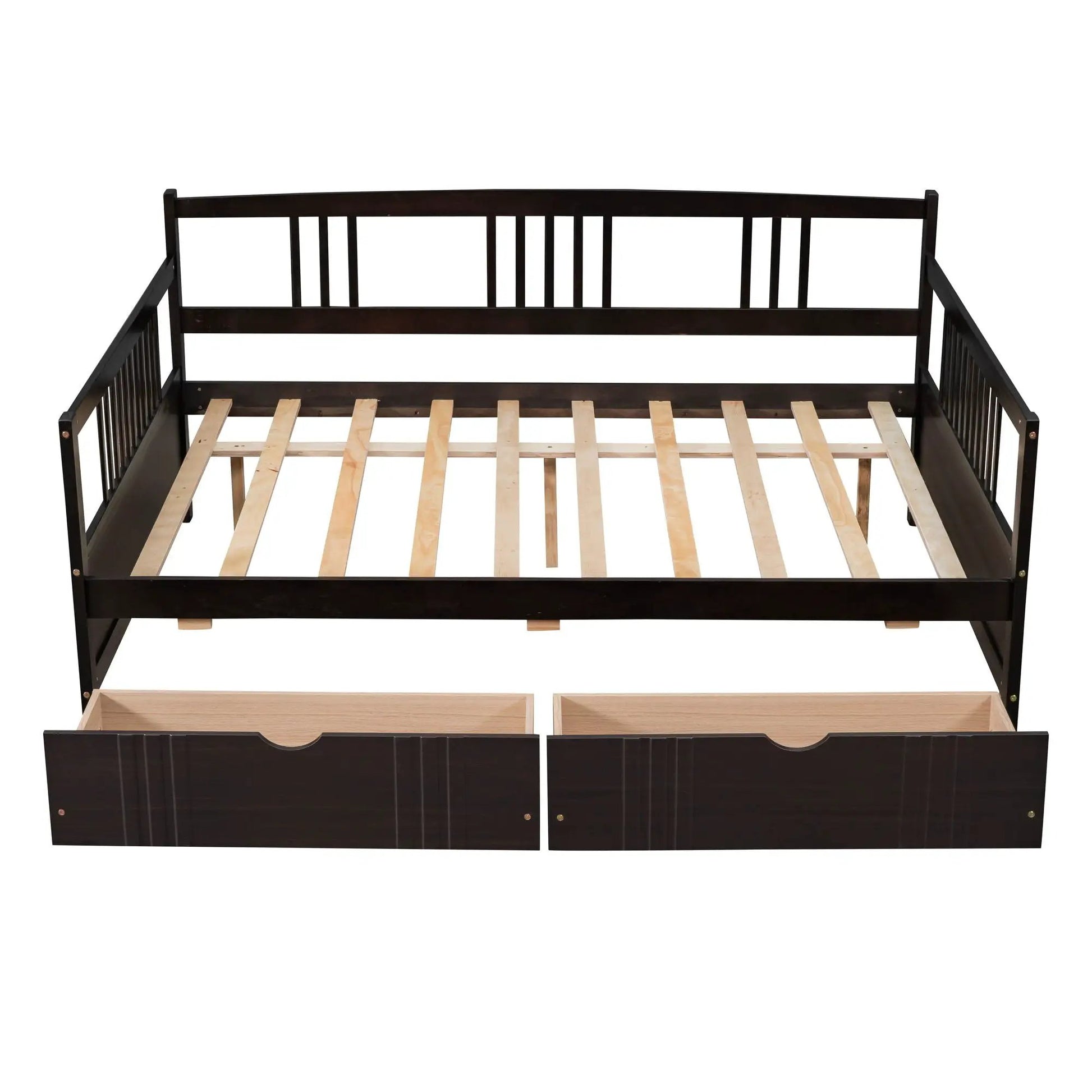 Dark finish daybed frame with two storage drawers and slats on Tampa Home & Garden Store
