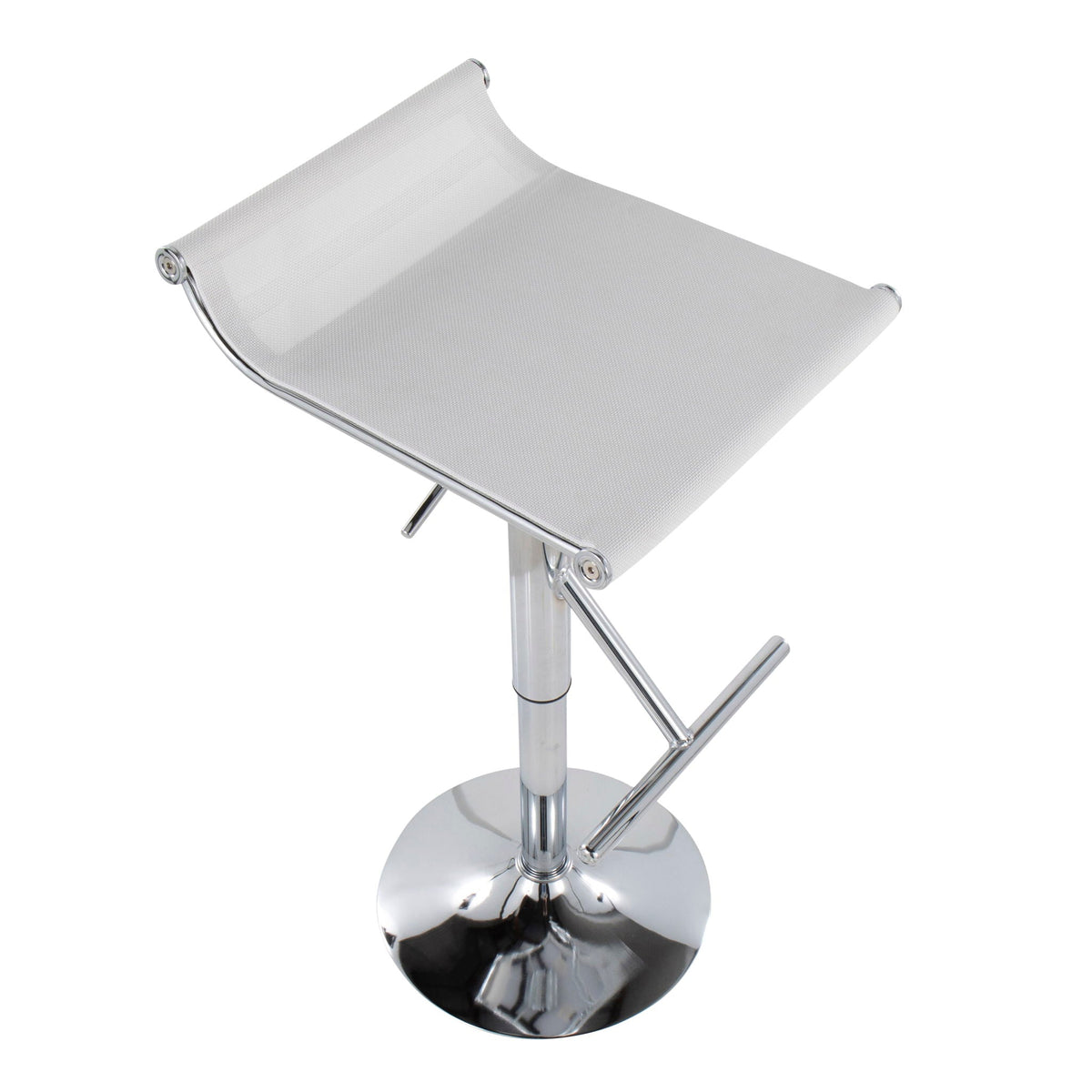 White adjustable bar stool with swivel, chrome base and footrest by HouseOfZazla on Tampa Home & Garden Store