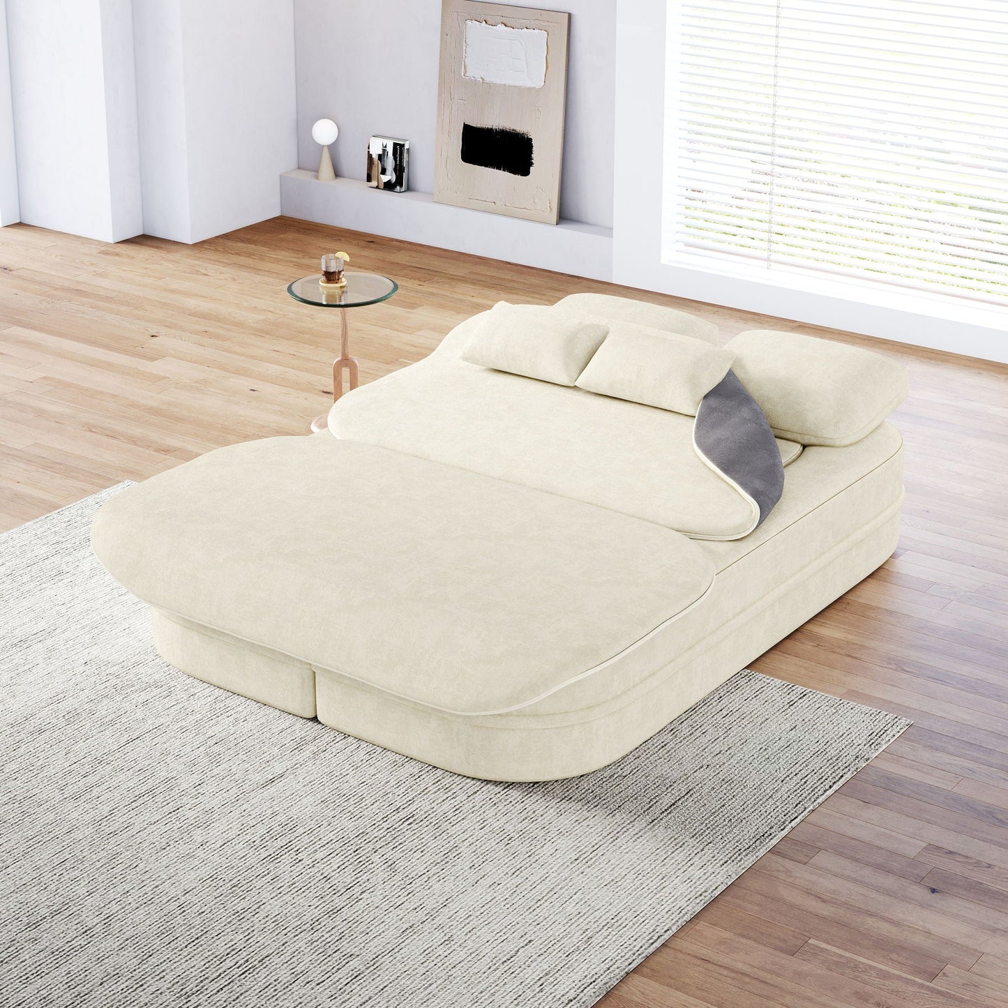 Foldable Sofa Bed with a Multi Functional Blanket