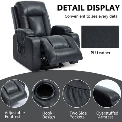 Dark PU leather power lift recliner by HouseOfZazla with adjustable footrest on Tampa Home & Garden Store