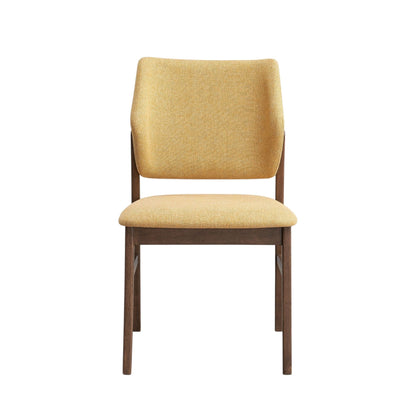 Padded Seat Side Chair Set of 2 in mustard yellow fabric with wooden legs by HouseOfZazla on Tampa Home & Garden Store