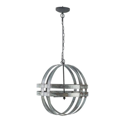 4 Light Galvanized Chandelier With Chain Gray