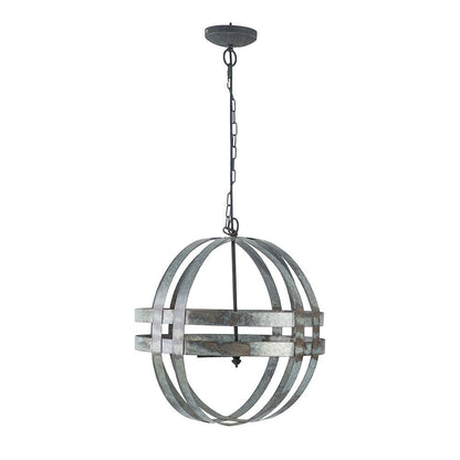 4-Light Galvanized Chandelier with adjustable chain, gray metal rings, HouseOfZazla on Tampa Home & Garden Store