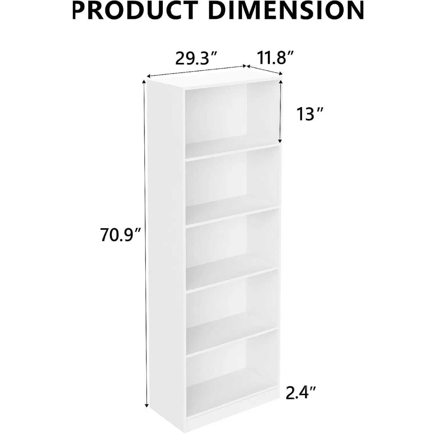 White 5 Tier Bookshelf Storage Cabinet by Unique Piece Furniture with anti-tip kit on Tampa Home & Garden Store