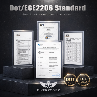 The Street King vintage open-face helmet by BikerZoneZ displayed with DOT and ECE certificates on Tampa Home & Garden Store