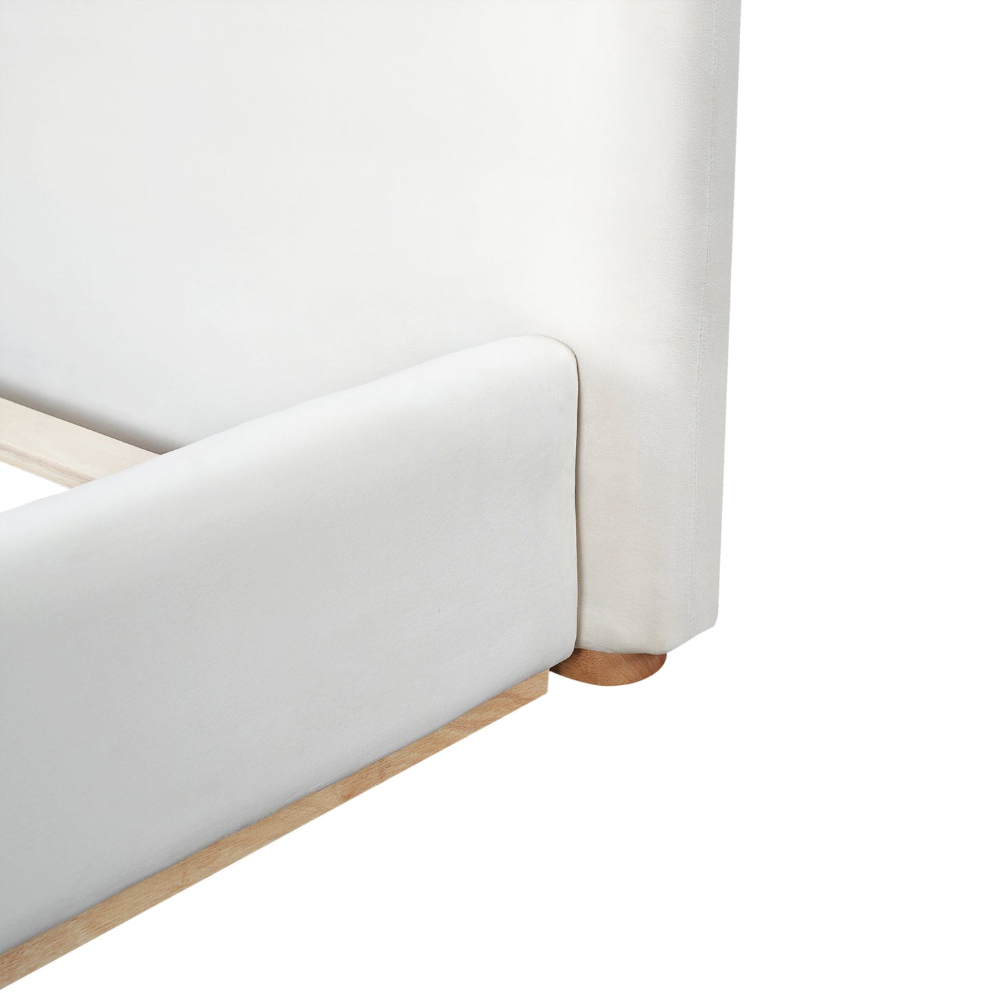 Elegant upholstered bed with solid wood frame in cream fabric, king size by HouseOfZazla on Tampa Home & Garden Store