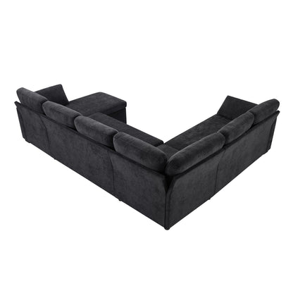 HouseOfZazla Convertible U-Shaped Sectional Sofa Bed with Reversible Chaise in dark gray fabric on Tampa Home & Garden Store