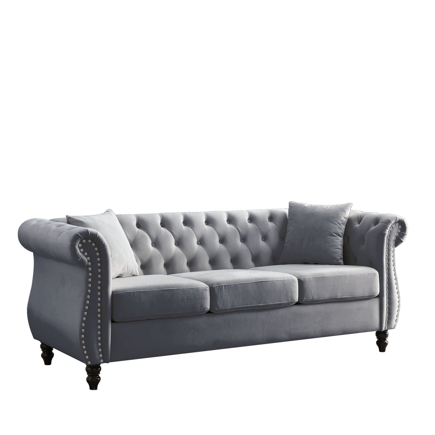 Chesterfield Sofa With Nailhead Trim and Cushions