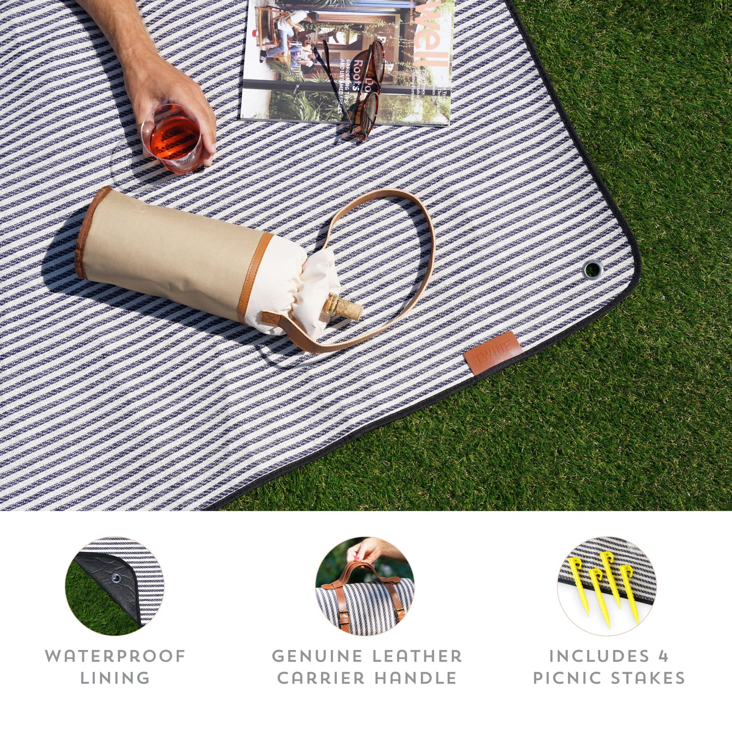Waterproof Picnic Blanket and Leather Carrier
