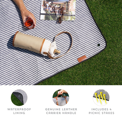 Waterproof Picnic Blanket and Leather Carrier