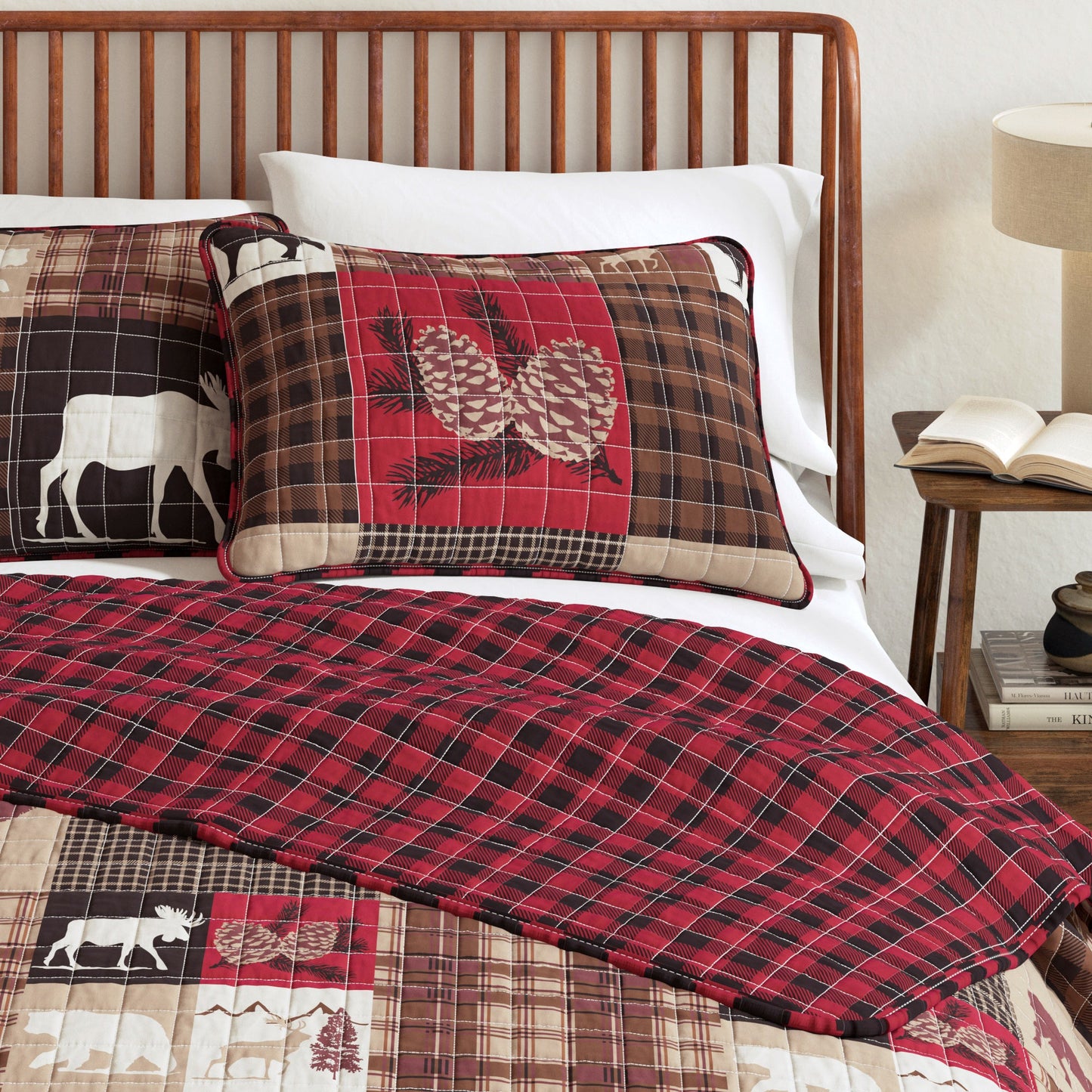 Rustic Woodland and Plaid Quilt Set for Bedroom