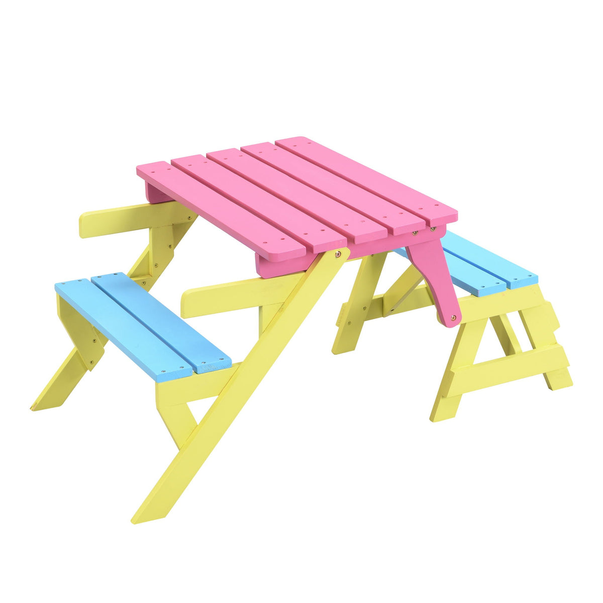 Natural Solid Wood Table And Bench For Kids